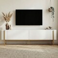Comoda TV, Hanah Home, Nexus, 180x30x45 cm, Alb/Auriu
