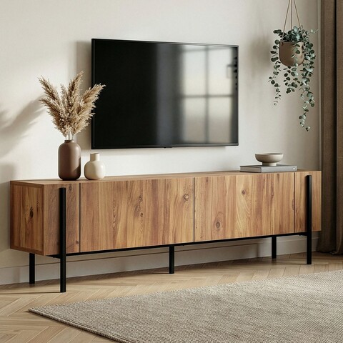 Comoda TV, Hanah Home, Nexus, 180x30x45 cm, Pin Atlantic / Negru