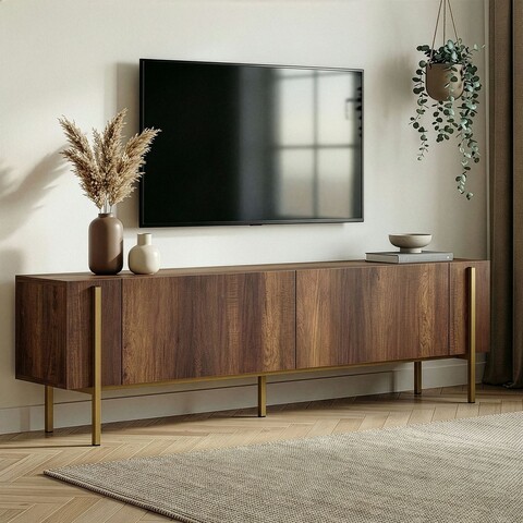 Comoda TV, Hanah Home, Nexus, 180x30x45 cm, Barok Walnut Gold