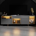 Comoda TV, Hanah Home, Norm, 180x55x32 cm, Antracit / Aur
