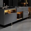 Comoda TV, Hanah Home, Norm, 180x55x32 cm, Antracit / Aur