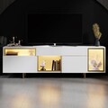 Comoda TV, Hanah Home, Norm, 180x55x32 cm, Alb/Auriu