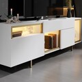 Comoda TV, Hanah Home, Norm, 180x55x32 cm, Alb/Auriu