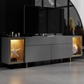 Comoda TV, Hanah Home, Zenith, 180x55x32 cm, Antracit / Aur