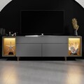 Comoda TV, Hanah Home, Zenith, 180x55x32 cm, Antracit / Aur
