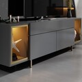 Comoda TV, Hanah Home, Zenith, 180x55x32 cm, Antracit / Aur