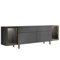 Comoda TV, Hanah Home, Zenith, 180x55x32 cm, Antracit / Aur