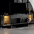 Comoda TV, Hanah Home, Zenith, 180x55x32 cm, Antracit / Aur
