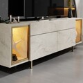 Comoda TV, Hanah Home, Zenith, 180x55x32 cm, Travertin / Auriu