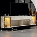 Comoda TV, Hanah Home, Zenith, 180x55x32 cm, Travertin / Auriu