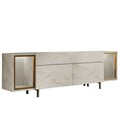 Comoda TV, Hanah Home, Zenith, 180x55x32 cm, Travertin / Auriu