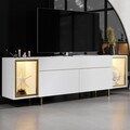 Comoda TV, Hanah Home, Zenith, 180x55x32 cm, Alb/Auriu