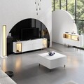 Comoda TV, Hanah Home, Zenith, 180x55x32 cm, Alb/Auriu