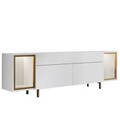 Comoda TV, Hanah Home, Zenith, 180x55x32 cm, Alb/Auriu