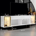 Comoda TV, Hanah Home, Zenith, 180x55x32 cm, Alb/Auriu