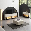 Comoda TV, Hanah Home, Ekol Down, 180x67x32 cm, Travertin