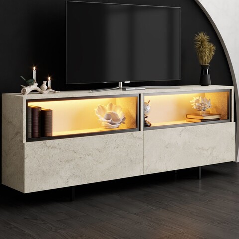 Comoda TV, Hanah Home, Ekol Up, 180x67x32 cm, Travertin