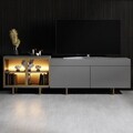 Comoda TV, Hanah Home, Vienna, 190x57x37 cm, Antracit / Aur