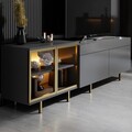 Comoda TV, Hanah Home, Vienna, 190x57x37 cm, Antracit / Aur