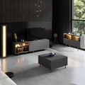 Comoda TV, Hanah Home, Vienna, 190x57x37 cm, Antracit / Aur