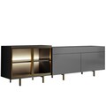 Comoda TV, Hanah Home, Vienna, 190x57x37 cm, Antracit / Aur
