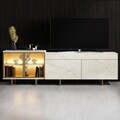 Comoda TV, Hanah Home, Vienna, 190x57x37 cm, Travertin / Auriu