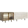 Comoda TV, Hanah Home, Vienna, 190x57x37 cm, Travertin / Auriu