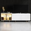 Comoda TV, Hanah Home, Vienna, 190x57x37 cm, Alb/Auriu