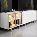 Comoda TV, Hanah Home, Vienna, 190x57x37 cm, Alb/Auriu