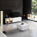 Comoda TV, Hanah Home, Vienna, 190x57x37 cm, Alb/Auriu