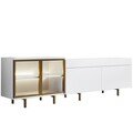 Comoda TV, Hanah Home, Vienna, 190x57x37 cm, Alb/Auriu