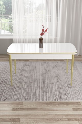 Masa, Hanah Home, Nira, 114x78x78 cm, Alb/Auriu