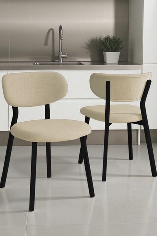 Set scaune 4 piese, Hanah Home, Toldy, Crem/Negru