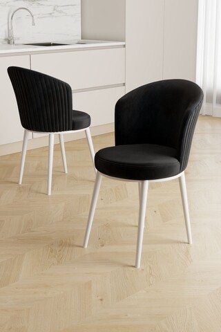 Set scaune 4 piese, Hanah Home, Risa, Alb/Negru