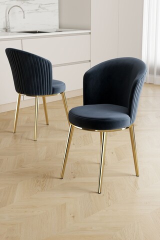Set scaune 4 piese, Hanah Home, Risa, Antracit / Aur