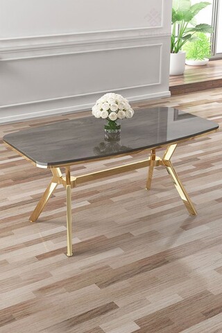 Masa, Hanah Home, Esla, 160x75x90 cm, Antracit / Aur