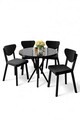 Set masă și scaune (5 bucăți), Hanah Home, Agnes, Marmură neagră / Negru
