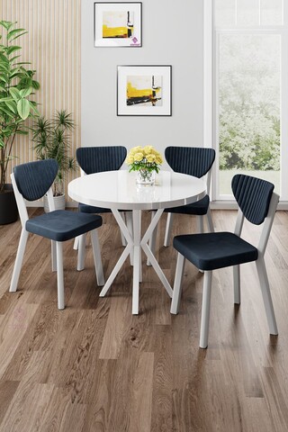 Set masa si scaune (5 piese), Hanah Home, Agnes, Alb / Antracit