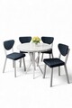 Set masa si scaune (5 piese), Hanah Home, Agnes, Alb / Antracit