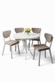Set masă și scaune (5 bucăți), Hanah Home, Agnes, Alb / Cappuccino