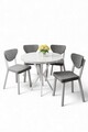 Set masa si scaune (5 piese), Hanah Home, Agnes, Alb/Gri