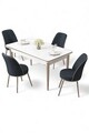 Set masa si scaune (5 piese), Hanah Home, Rewa, Alb / Crom / Antracit