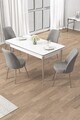 Set masa si scaune (5 piese), Hanah Home, Rewa, Alb / Crom / Gri