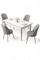 Set masa si scaune (5 piese), Hanah Home, Rewa, Alb / Crom / Gri