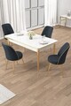 Set masa si scaune (5 piese), Hanah Home, Rewa, Alb / Auriu / Antracit