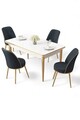 Set masa si scaune (5 piese), Hanah Home, Rewa, Alb / Auriu / Antracit