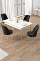 Set masa si scaune (5 piese), Hanah Home, Rewa, Alb / Auriu / Negru