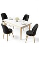 Set masa si scaune (5 piese), Hanah Home, Rewa, Alb / Auriu / Negru