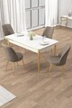 Set masa si scaune (5 piese), Hanah Home, Rewa, Alb / Auriu / Cappuccino