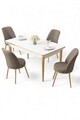 Set masa si scaune (5 piese), Hanah Home, Rewa, Alb / Auriu / Cappuccino
